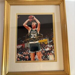 NBA Boston Celtics Larry Bird 8x10 autographed photo matted in gold frame